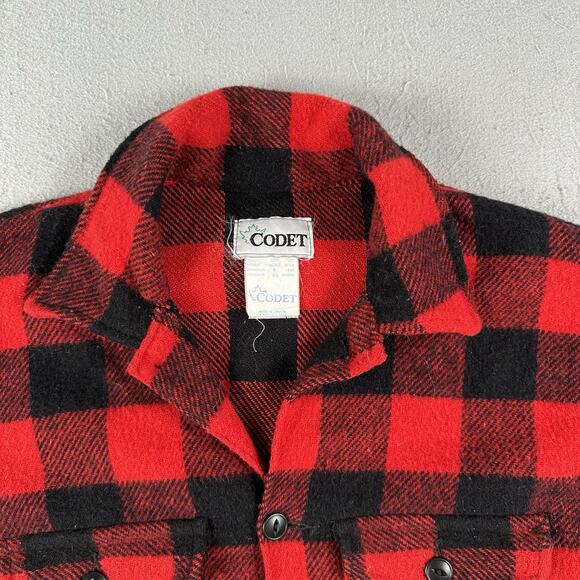 Vintage Codet Jacket Men’s Medium Buffalo Plaid Red Black Wool Hunting - Picture 6 of 16